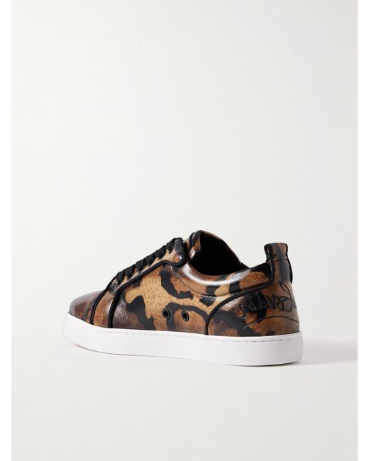 Christian Louboutin Brown Fun Louise Junior Leopard-Print Leather Sneakers