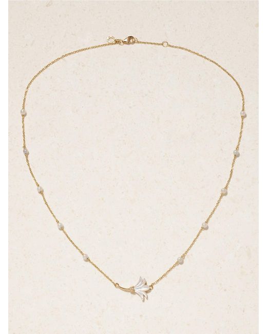 L'Atelier Nawbar Natural Psychedeliah Small 18-Karat, Diamond And Mother-Of-Pearl Necklace