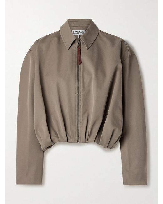 Loewe Brown Gathered Cotton And Silk-Blend Twill Jacket