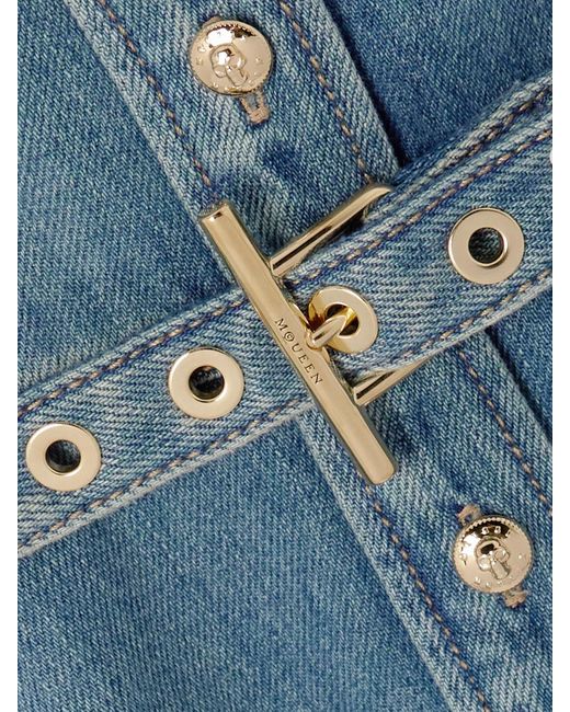 Alexander McQueen Blue Mini-Jeanskleid Mit Gürtel