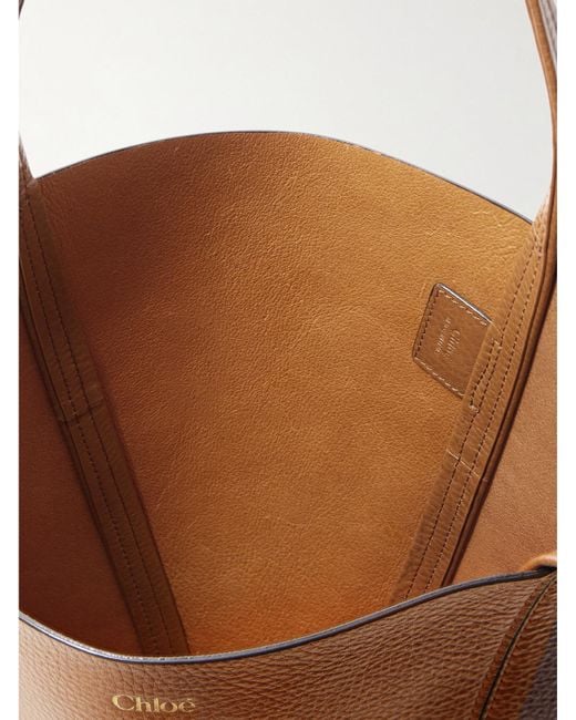 Chloé Brown Spin Embellished Textured-Leather Tote
