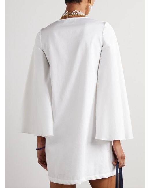 Themis Z White Leucothea Flocked Cotton-Jersey Mini Dress