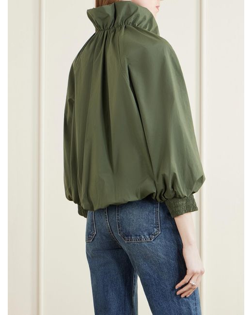 Veronica Beard Green Circe Faille Bomber Jacket
