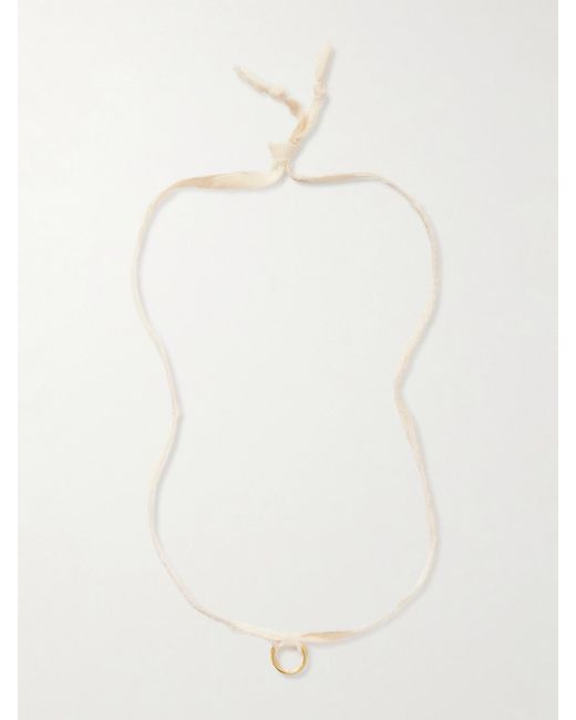 Alighieri White The Aria Frayed Cord And-Plated Necklace