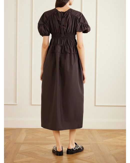 CECILIE BAHNSEN Black Cbbetsy Gathered Faille Midi Dress
