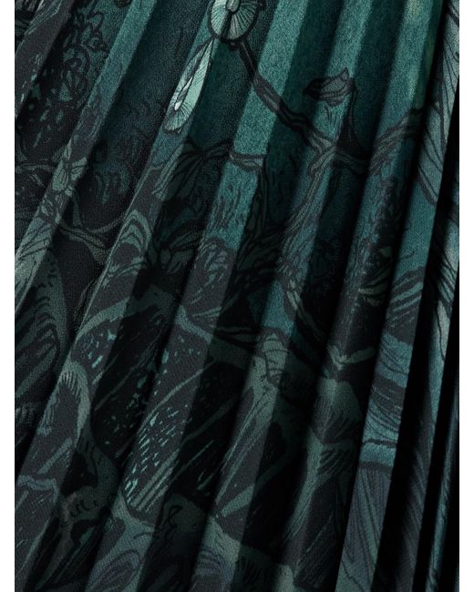Jason Wu Green Printed Plissé-Chiffon Midi Dress
