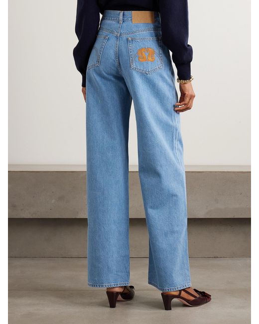 Blue Java Jeans Blazé Milano Nariida Java Embroidered High-Rise Wide-Leg Jeans in Blue ...
