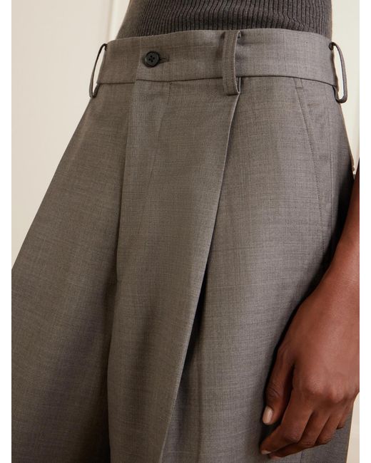 Ssstein Gray Wool Pleated Wide-Leg Pants