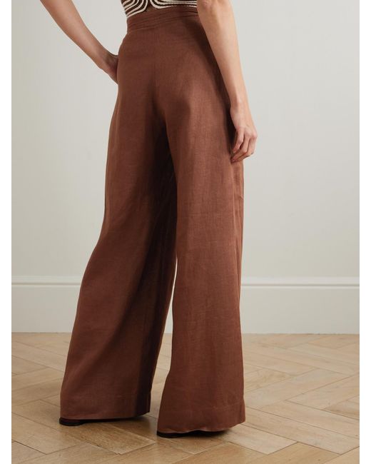 ANDRES OTALORA Brown Desperte Bundfaltenhose Mit Weitem Bein Aus Leinen