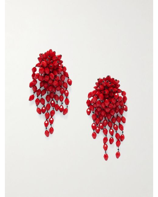 Isabel Marant Red Ohrclips Mit Zierperlen Und Silberfarbenen Details