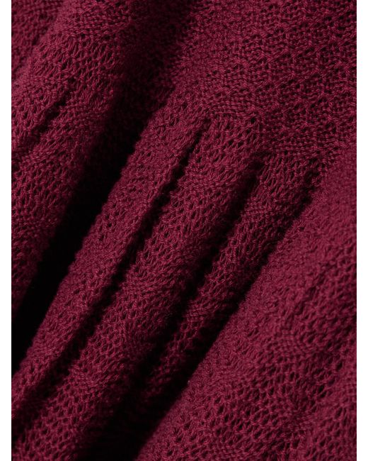 Robe Longue En Coton À Mailles Ajourées Cayo Escvdo en coloris Red
