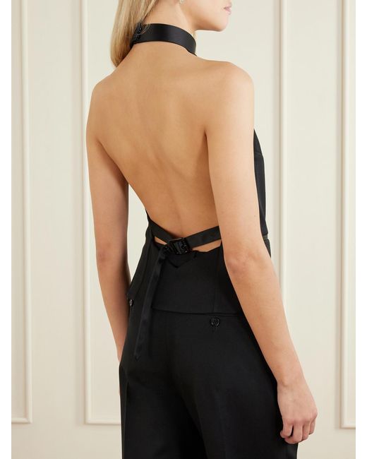 McQueen Black Halterneck Wool Top