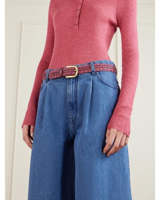 Gabriela Hearst Pink Sam Woven Leather Belt