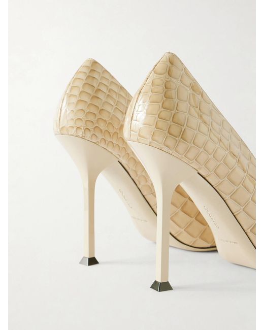 Christen White Helix 95 Croc-Effect Leather Pumps