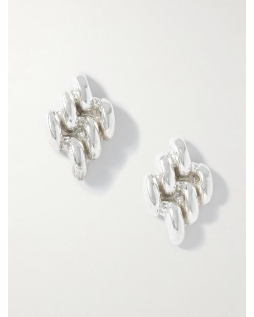YSSO White Mini Chain Link Ohrringe Aus Sterlingsilber