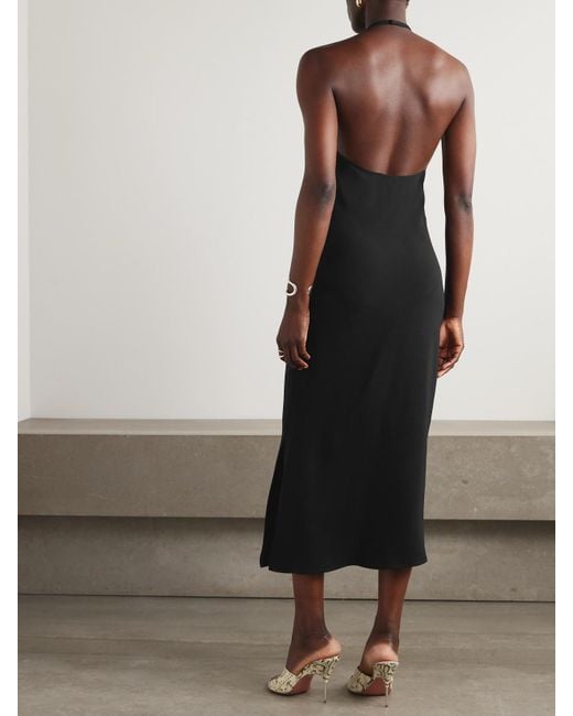 The Attico Black Halterneck Crepe Midi Dress