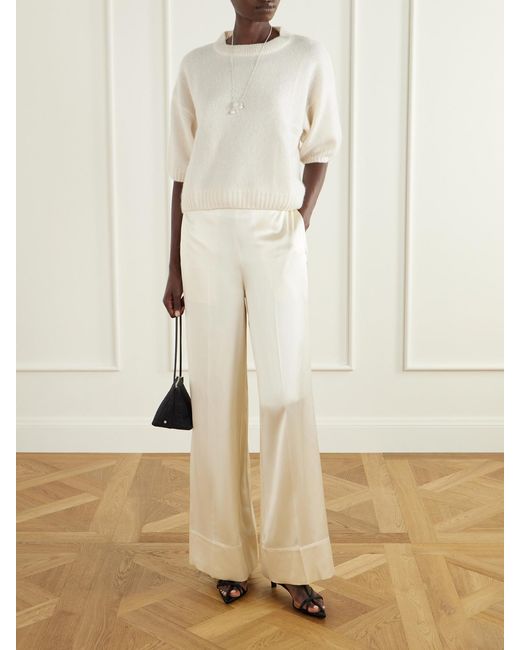 Allude White Cashmere And Silk-Blend Sweater