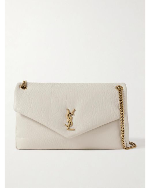 Saint Laurent Natural Calypso Large Padded Textured-Leather Shoulder Bag
