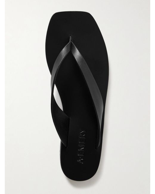 A.Emery Black Kinto Leather Flip Flops