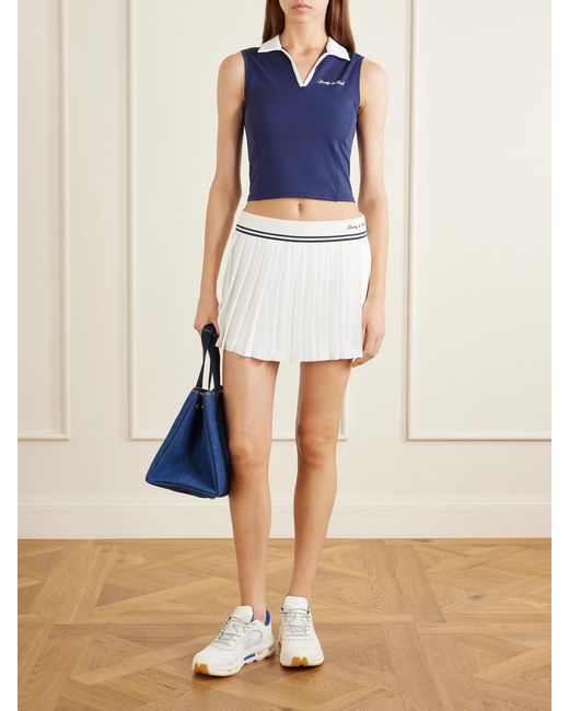 Sporty & Rich Blue Logo-Appliquéd Stretch-Jersey Top