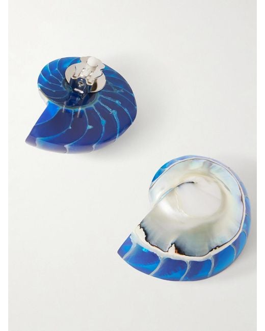 Julietta Blue Exclusive Rhodium-Plated, Shell And Resin Earrings