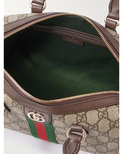 Gucci Natural Ophidia Textured Leather And Webbing-Trimmed Printed Coated-Canvas Tote