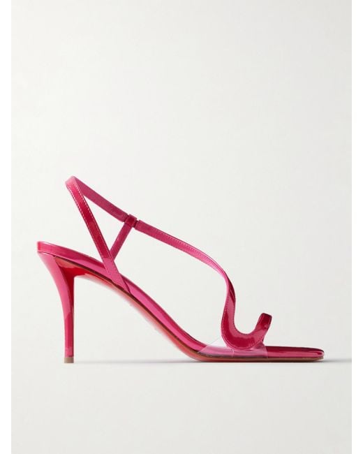 Christian Louboutin Pink Rosa Z 80 Asymmetric Patent Leather Sandals