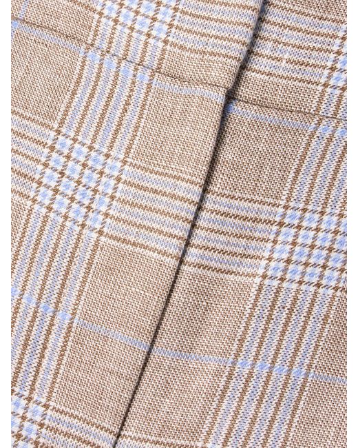 Veronica Beard White Brixton Cropped Checked Linen Wide-Leg Pants