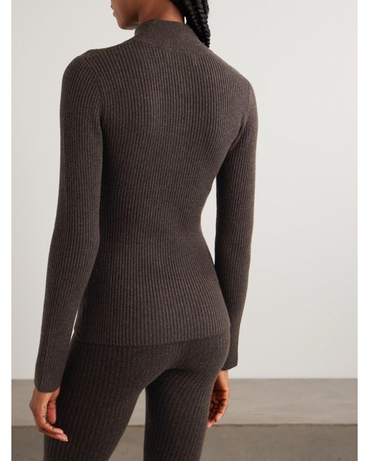 arch4 Brown Ella Ribbed Cashmere Half-Zip Sweater And Leggings Ski Set