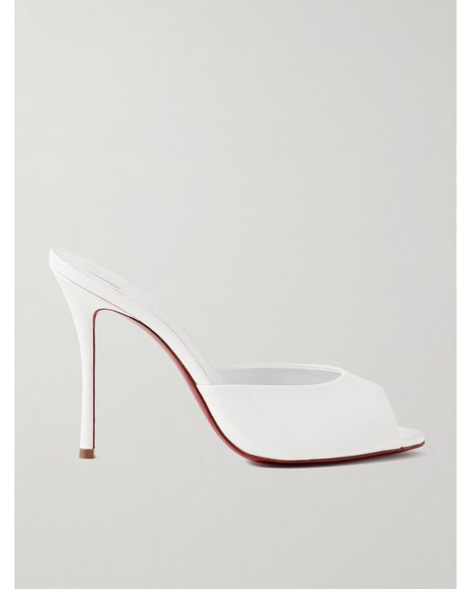 Christian Louboutin White Me Dolly 100 Patent-Leather Mules