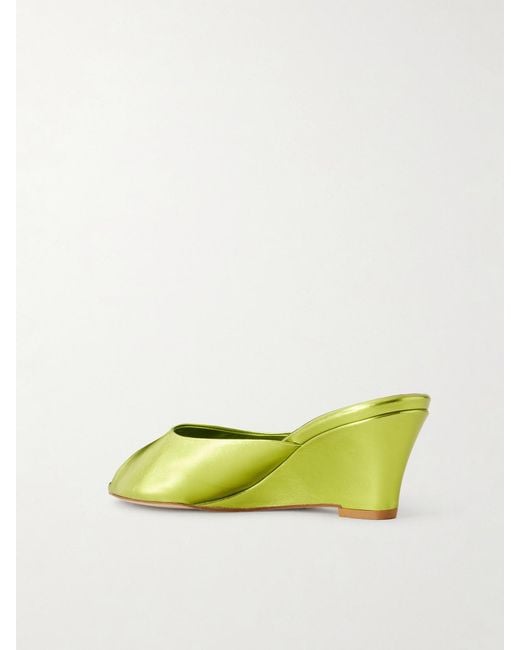 Jamie Haller Yellow The Kit Metallic Leather Mules