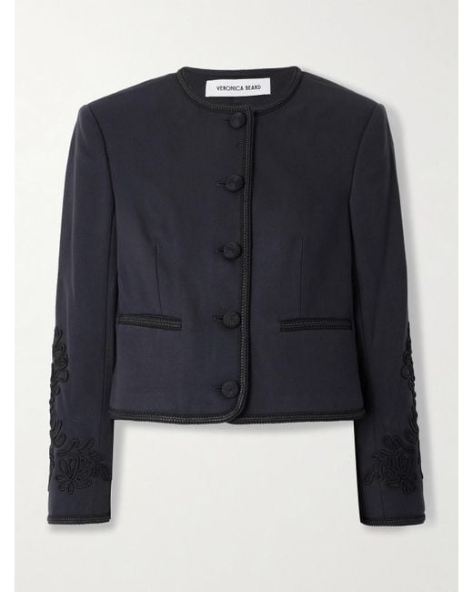 Veronica Beard Women's Blue Latrell Embroidered Woven Jacket
