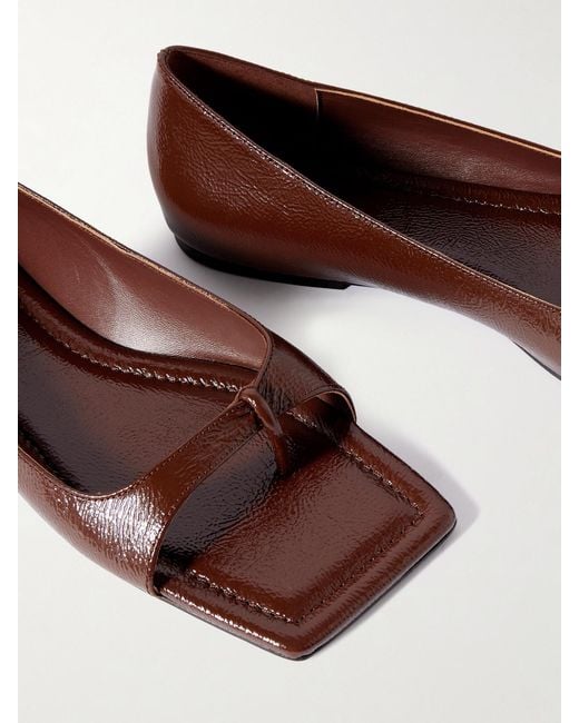 St. Agni Brown 90S Crinkled Patent-Leather Pumps