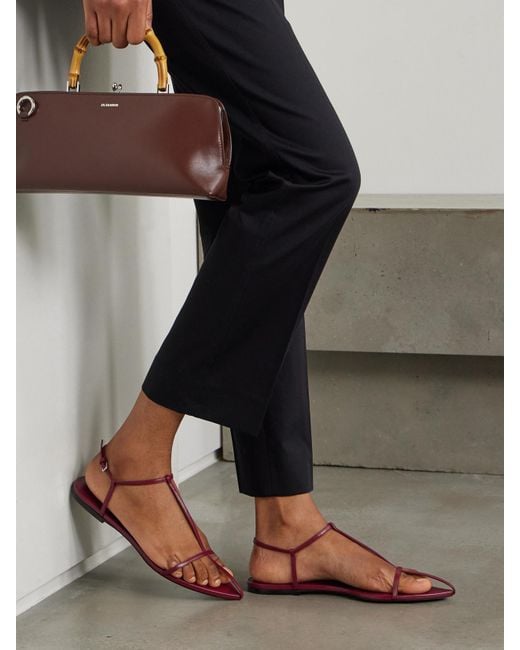 Jil Sander Leather Sandals in Red | Lyst