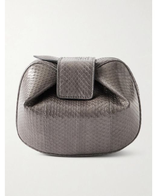 Gabriela Hearst Gray Soft Demi Snake-Effect Leather Clutch