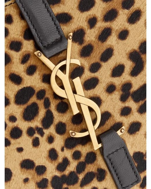 Saint Laurent White Le 5 À 7 Supple Small Leather-Trimmed Leopard-Print Pony Hair Shoulder Bag