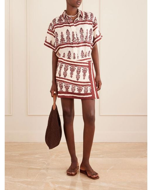 Johanna Ortiz Pink Printed Linen Shirt