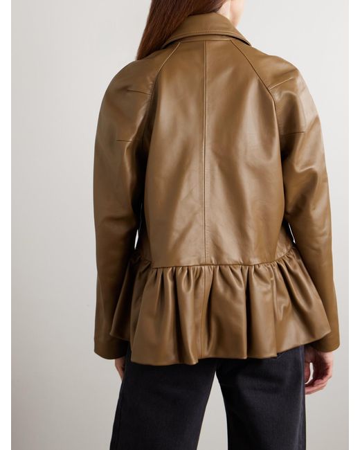 LIBEROWE Brown City Ruffled Leather Jacket