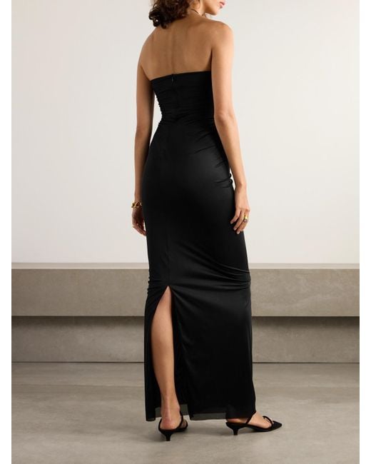Christopher Esber Black Trägerloses Maxikleid Aus Glänzendem Jersey Mit Raffungen