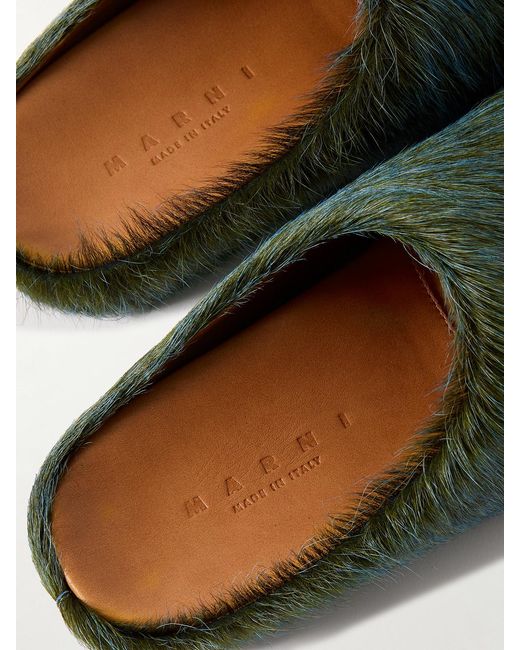 Marni Green Fussbett Calf Hair Clogs