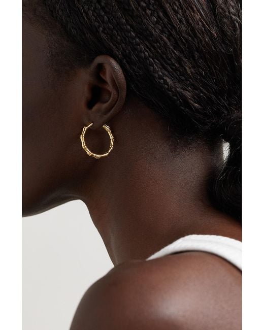 Anita Ko Natural Bamboo 18-Karat Hoop Earrings