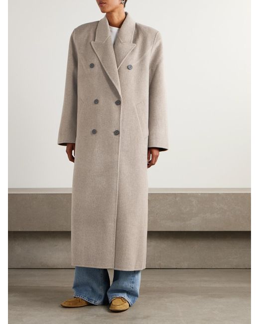Frankie Shop Natural Gaia Oversized Double-Breasted Wool-Blend Coat