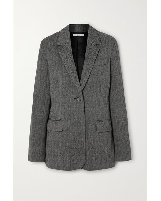 Co. Herringbone Wool Blazer in Black Lyst