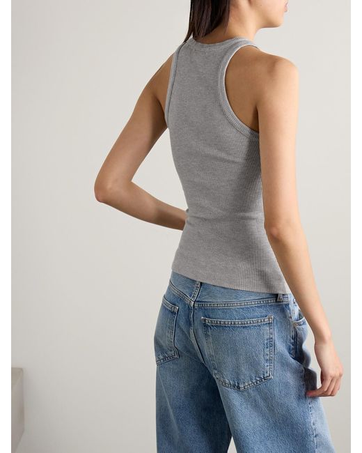 Agolde Gray Rayne Ribbed Stretch Organic Cotton And Lyocell-Blend Jersey Tank