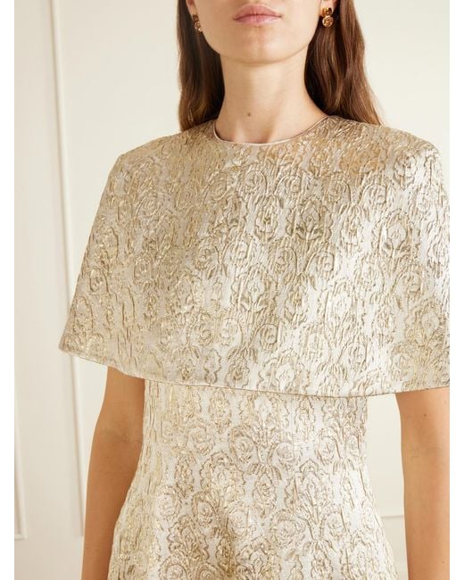 Emilia Wickstead Natural Lucretia Metallic Jacquard Gown