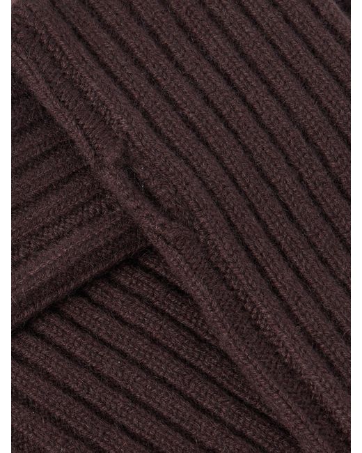 Yves Salomon Brown Ribbed Cashmere Fingerless Mittens