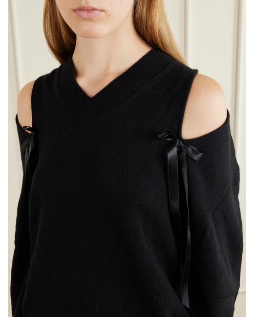 Simone Rocha Black Bow-Detailed Cashmere Sweater