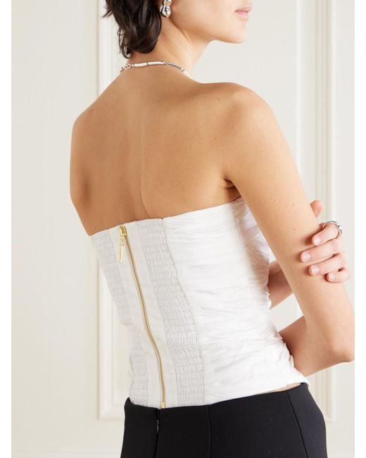 Haut Bustier En Popeline De Coton À Fronces Sunbeam Aje. en coloris White