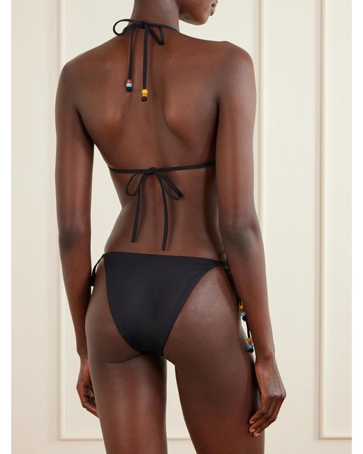 Staud Black Lido Embellished Triangle Bikini Top