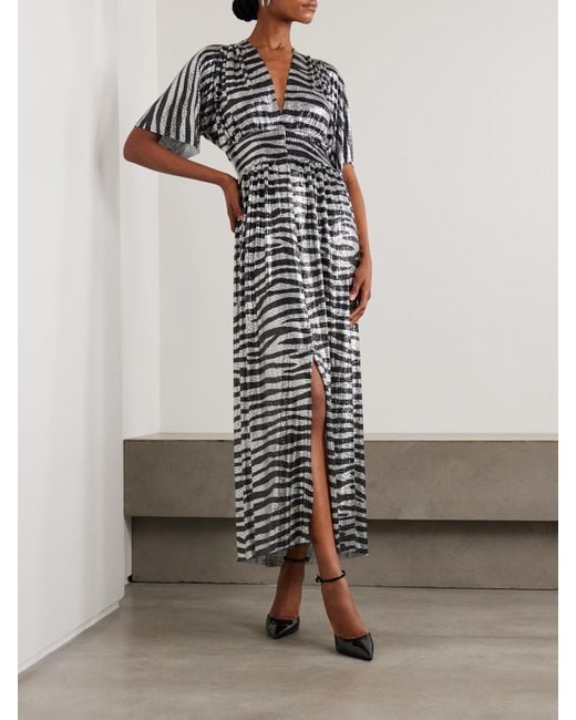 Rabanne White Zebra-Print Chainmail Midi Dress